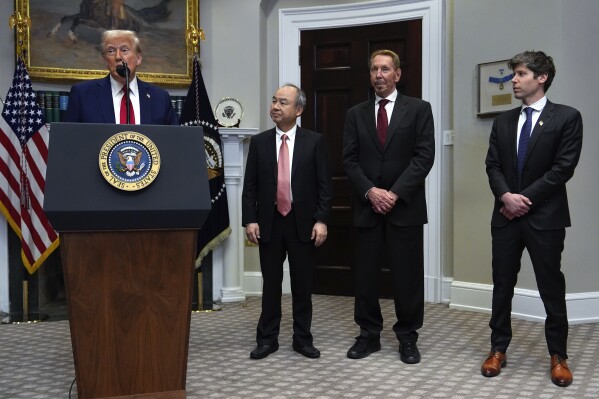 Donald Trump , SoftBank CEO Masayoshi Son , Oracle co-founder Larry Ellison and OpenAI CEO Sam Altman